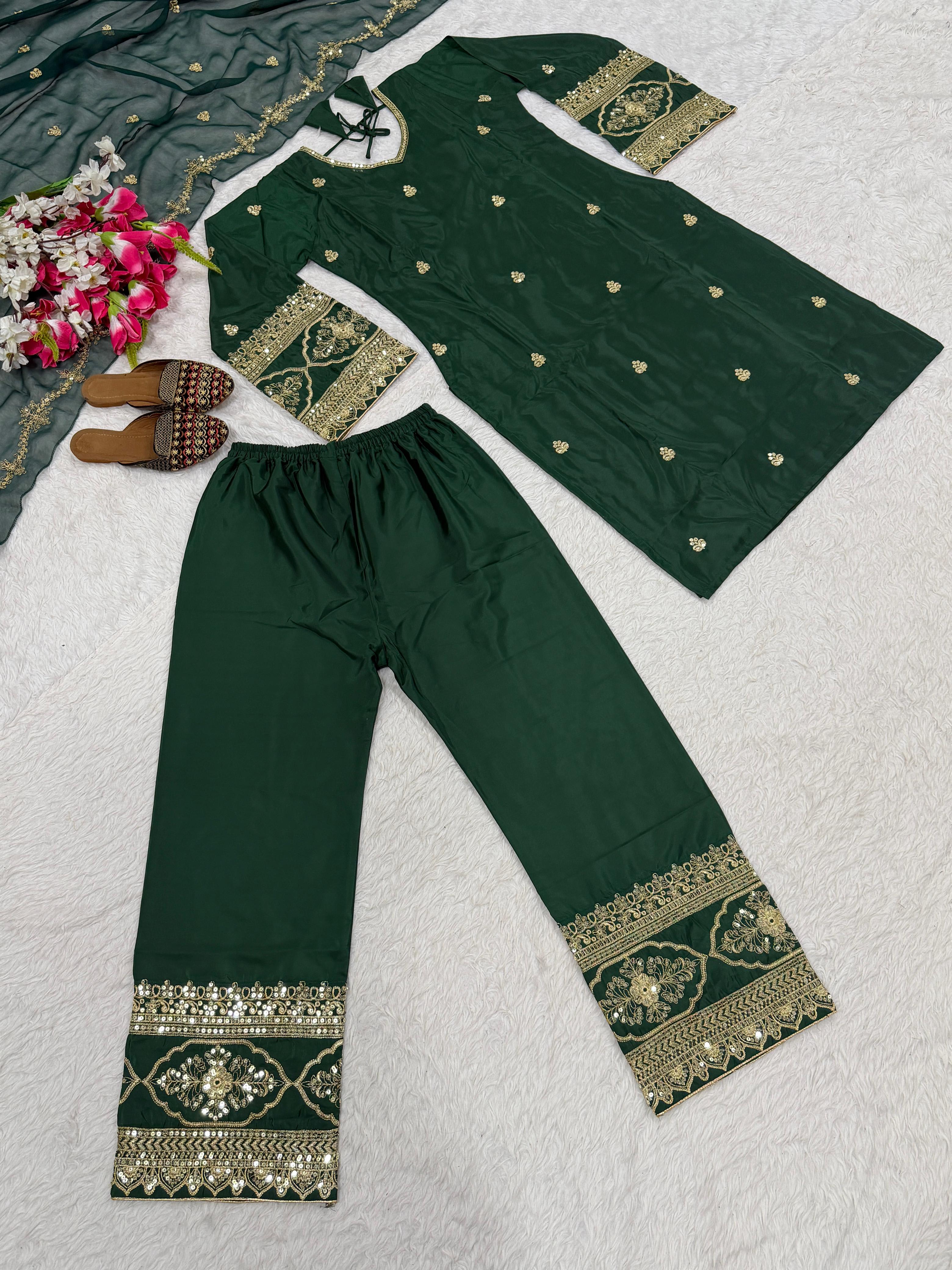 DN-3085 | Designer Party Wear Top, Pant & Dupatta Set - View 7