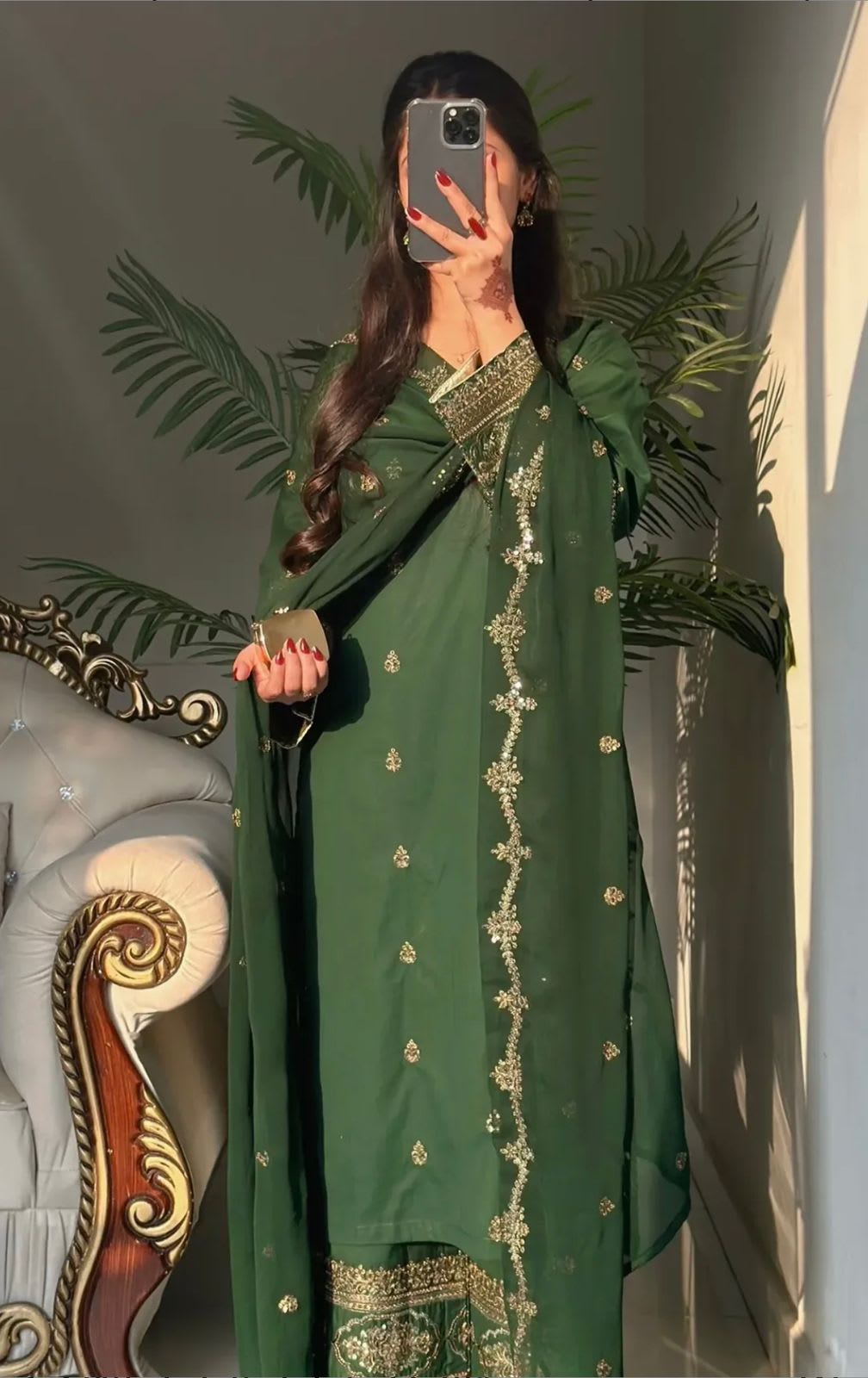 DN-3085 | Designer Party Wear Top, Pant & Dupatta Set - View 2