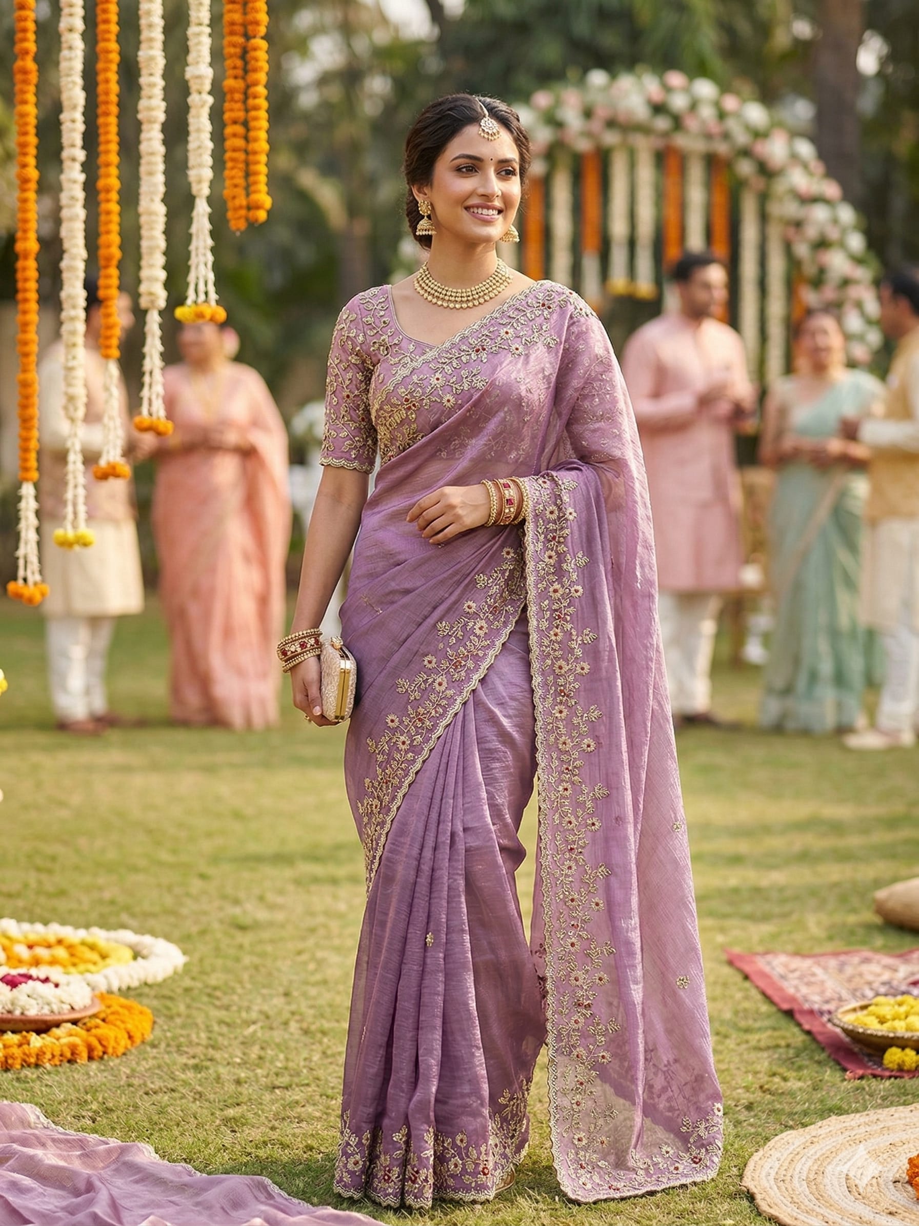 ✨ Catalogue: Amira 🌹 | Premium Chiffon Elegance 😍 - Pure Fendy Chiffon Saree Online India - Buy at ₹1550 - Image 1