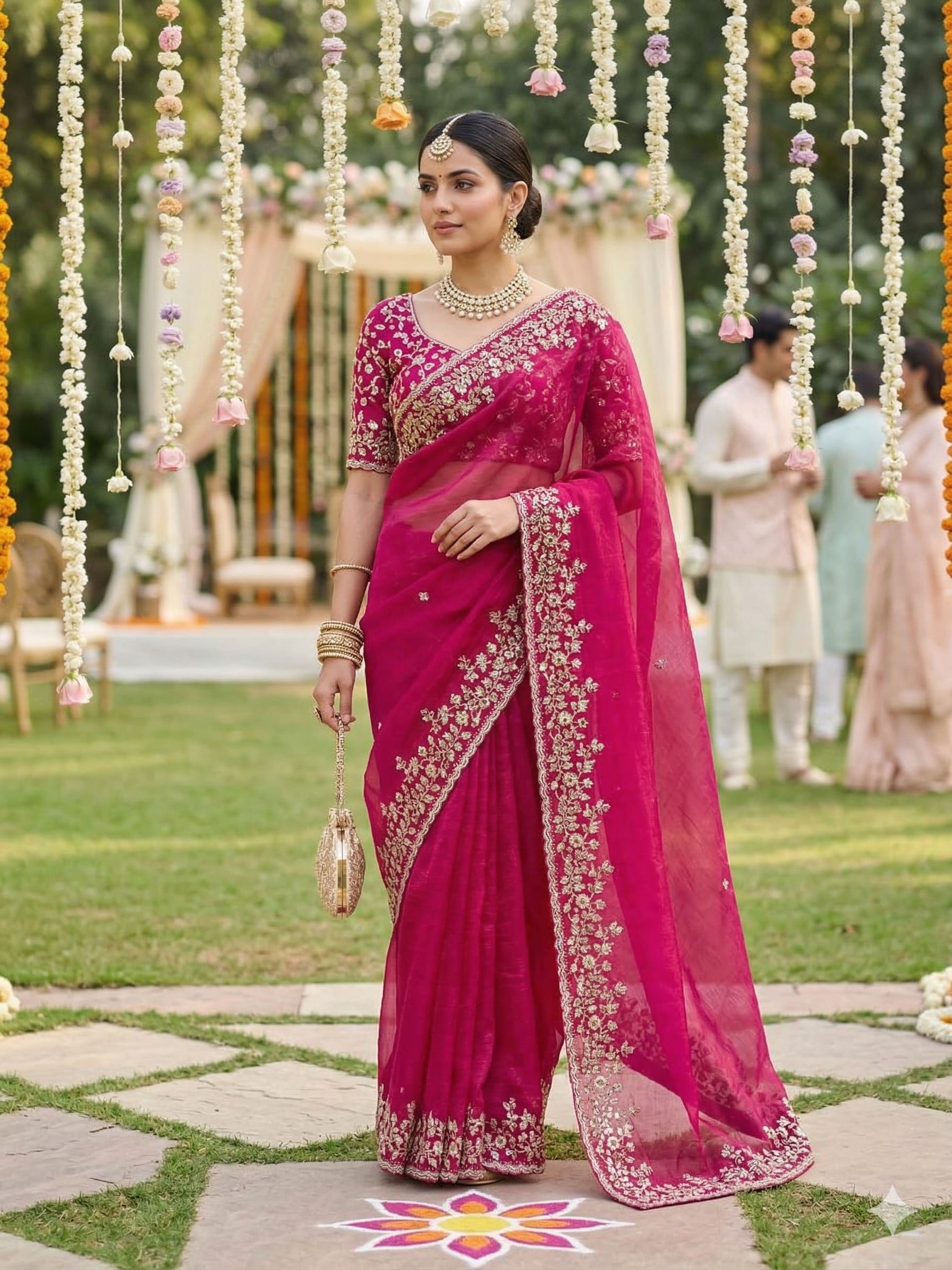 ✨ Catalogue: Amira 🌹 | Premium Chiffon Elegance 😍 - Pure Fendy Chiffon Saree Online India - Buy at ₹1550 - Image 1