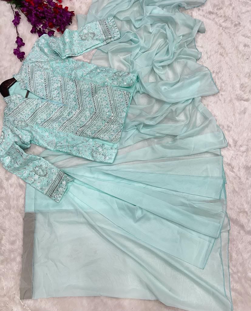 New Super Trending Ready-to-Wear Saree with Full Koti - View 4