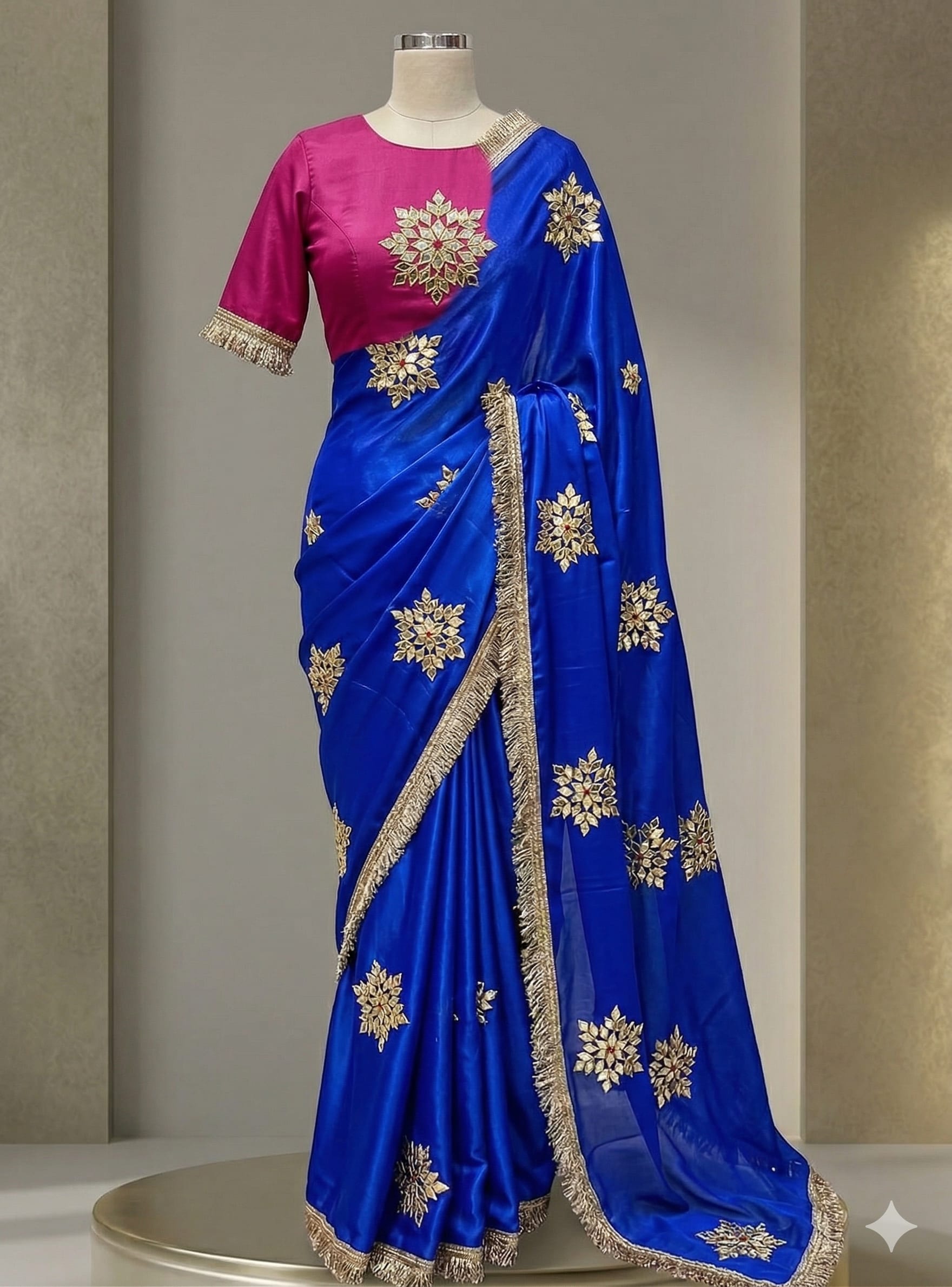 Half Pure Chiffon Gotta Work Saree - Half Pure Chiffon Saree Saree Online India - Buy at ₹1299 - Image 1