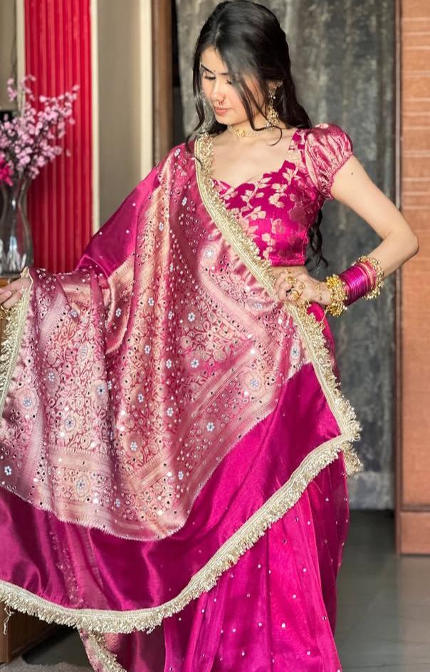Luxury Banarasi Soft Glass Tissue Silk Saree Collection - Banarasi Soft Glass Tissue Silk Saree Online India - Buy at ₹2499 - Image 1
