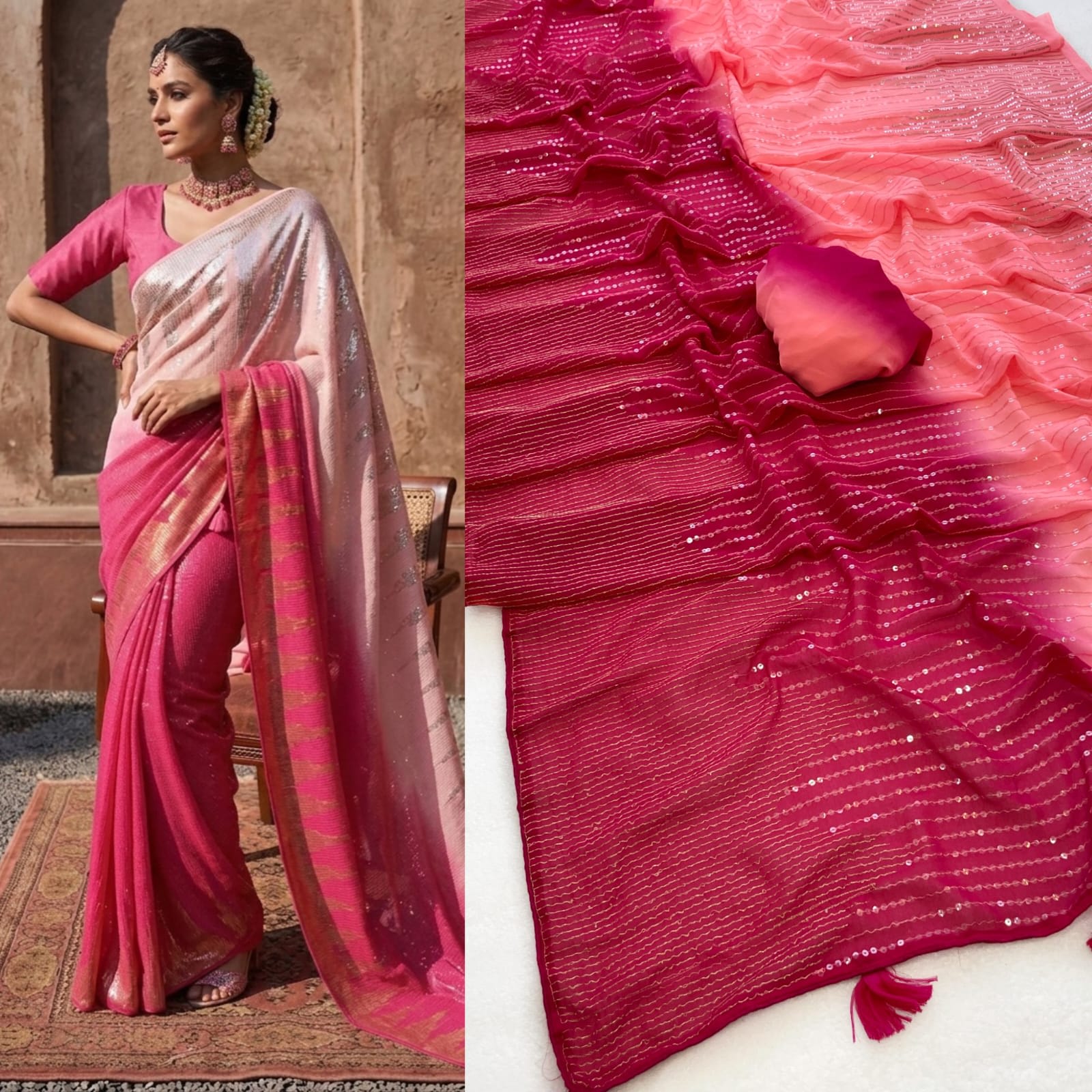 Bollywood Blockbuster Sequins Designer Saree - View 3