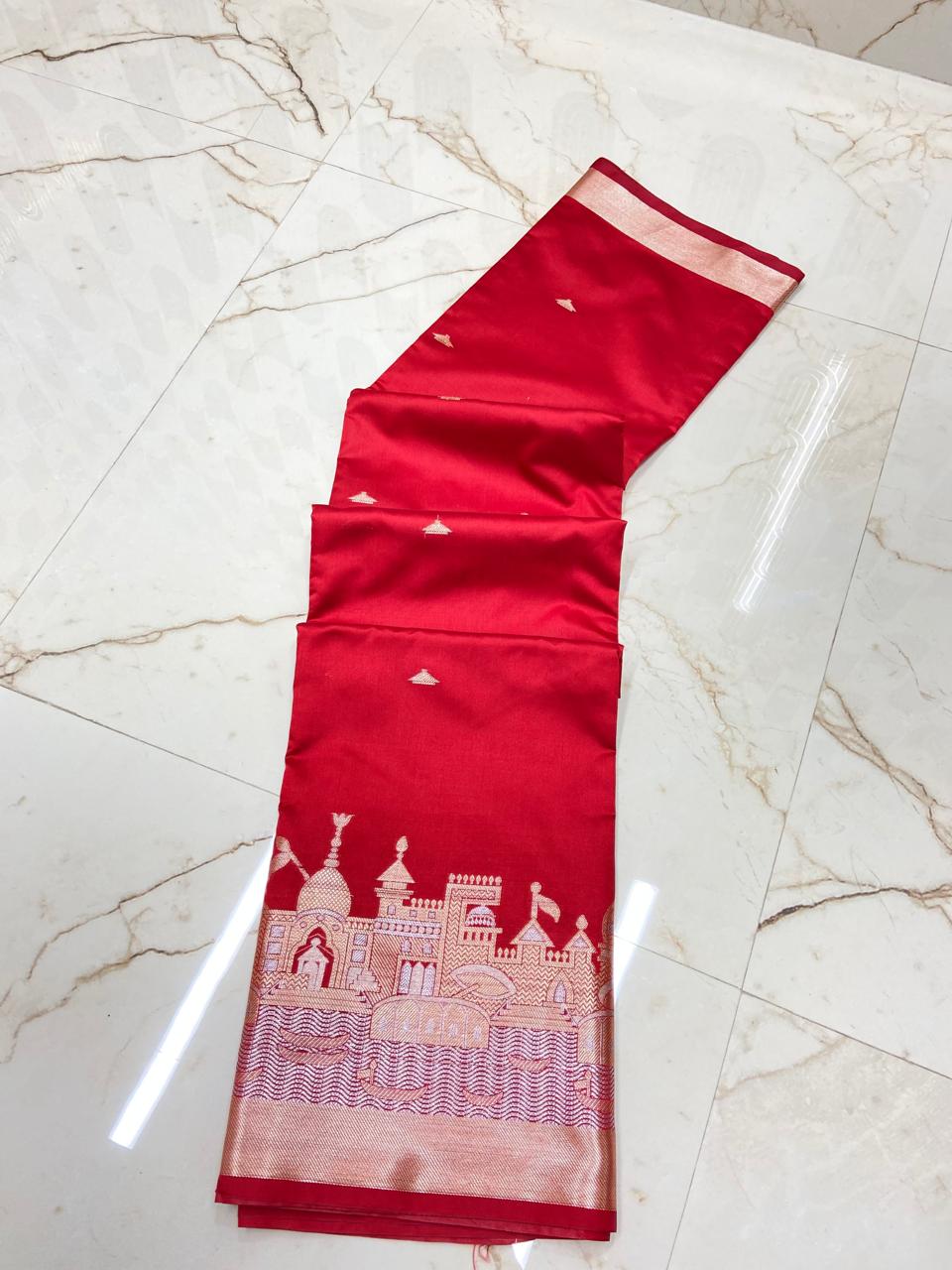 Graceful Banarasi Ganga Ghat Katan Soft Silk Saree - View 3
