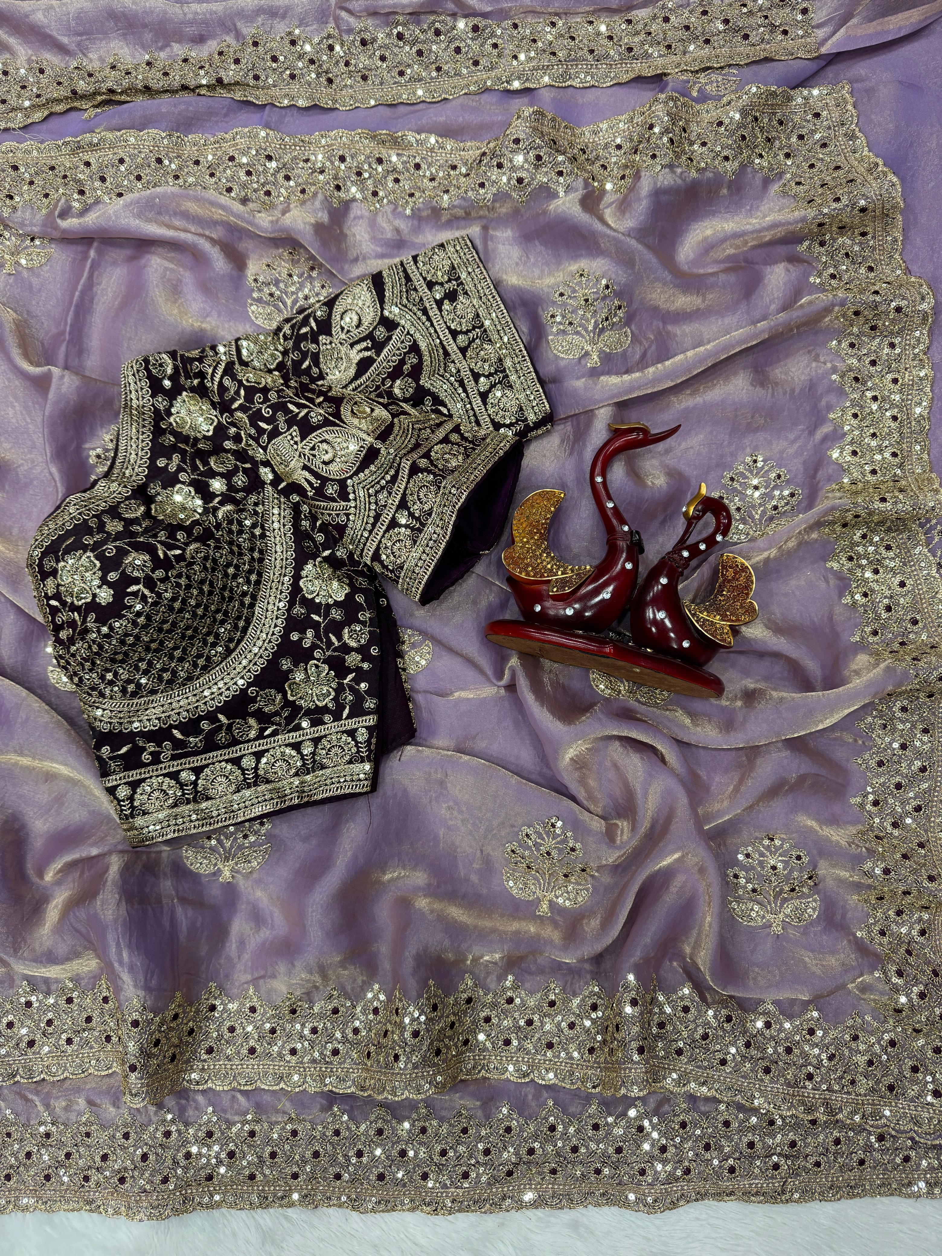 Designer Frendy Satin Saree – Stylish & Trendy with Stitched Blouse - View 3