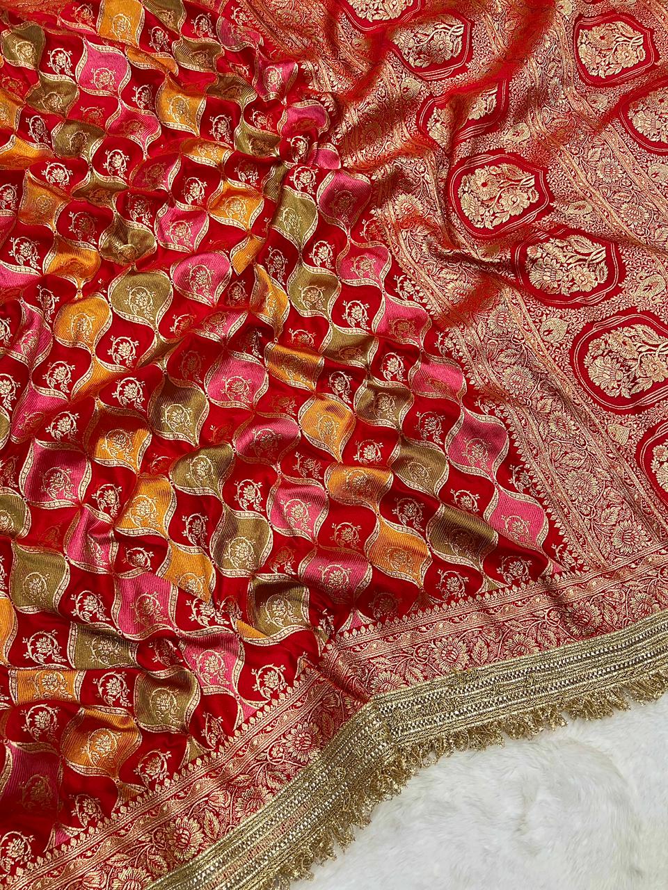 Premium Rangkat Satin Silk Saree with Banarasi Zari Weaving & Jaipuri Border - View 2