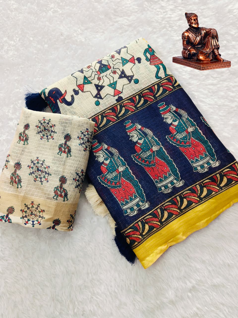 Kota Pen Kalamkari Saree – Soft Kota Checks with Digital Print & Cotton Tassels - View 2