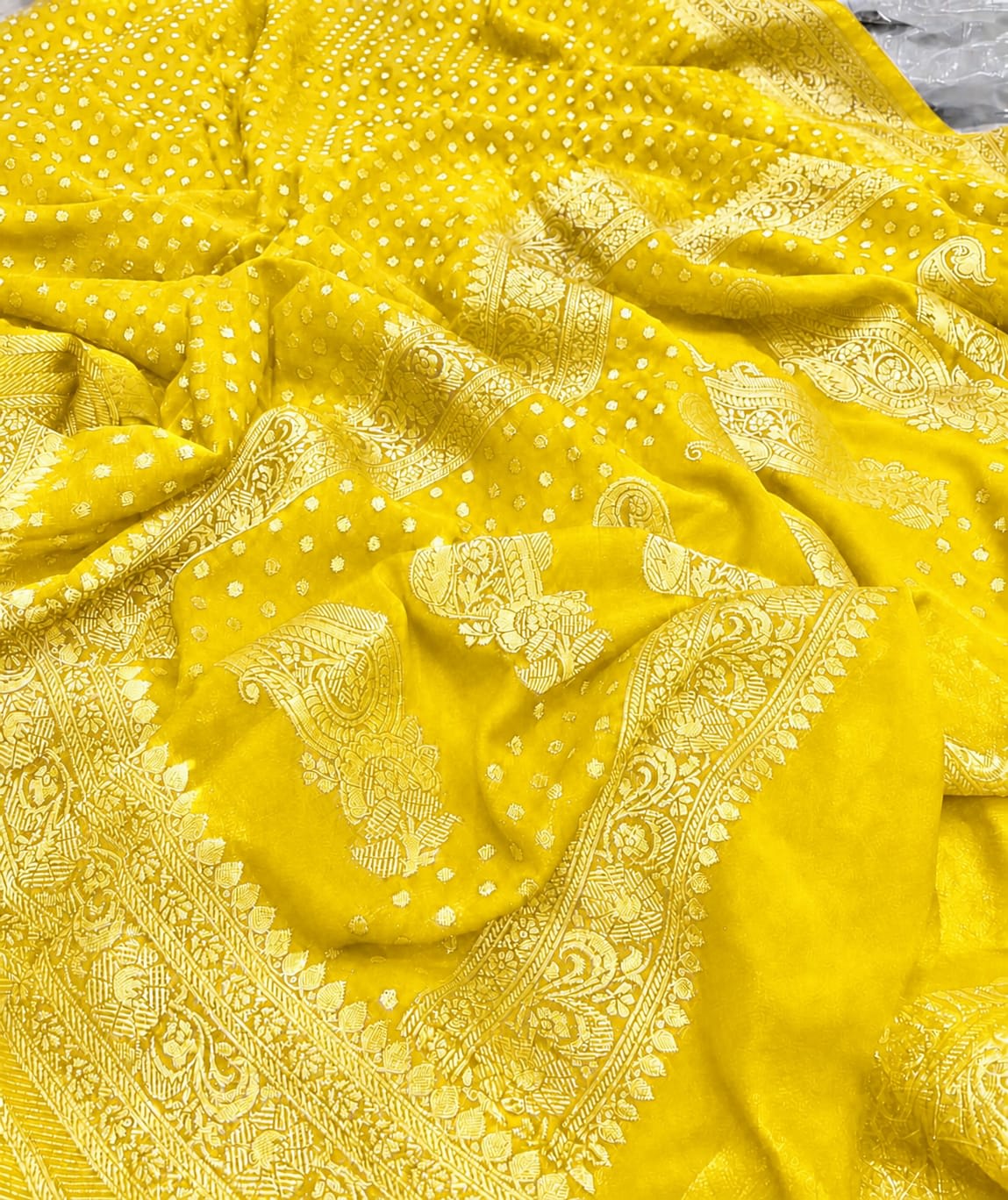 Banarasi Soft Georgette Silk Saree with Zari Buti Weaving & Rich Pallu - View 2