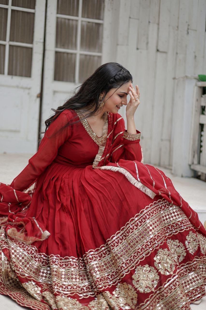 Gown with Dupatta – Sequins Embroidered Party Wear Collection - View 2