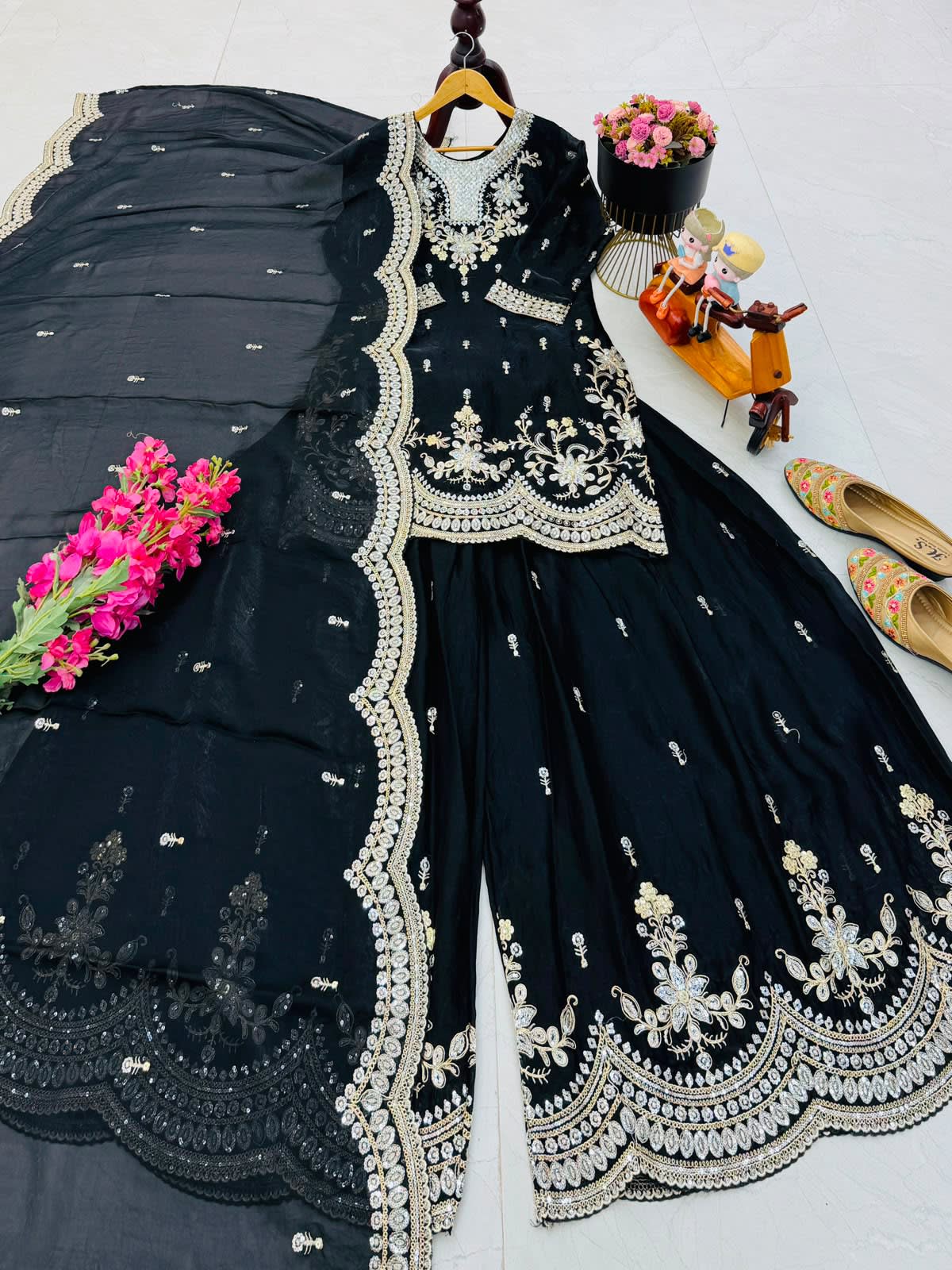 New Designer Party Wear Sharara Suit & Dupatta Set - View 2
