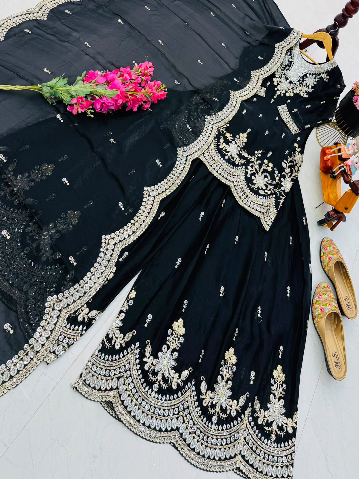 New Designer Party Wear Sharara Suit & Dupatta Set - View 5