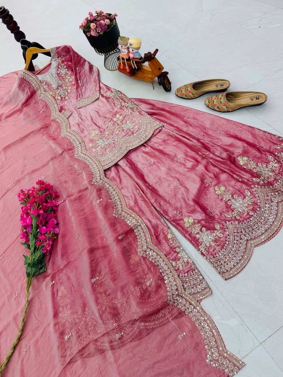 New Designer Party Wear Sharara Suit & Dupatta Set - View 4