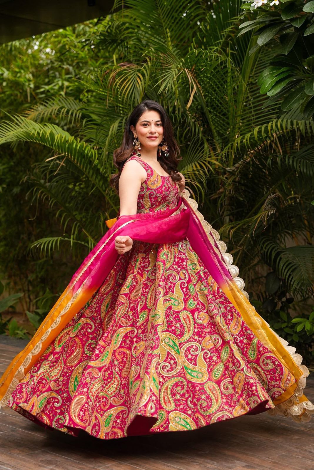 legant Digital Printed Organza Anarkali Gown Set - Premium Jimmy Organza Silk Saree Online India - Buy at ₹1850 - Image 1