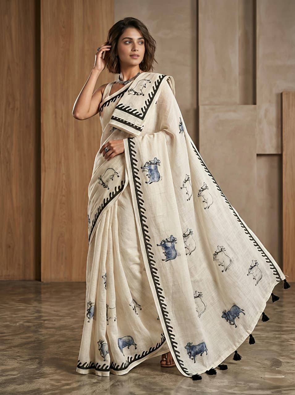 Catalogue: MADHUR PICHWAI 🐄🌸 | Linen Cotton Saree