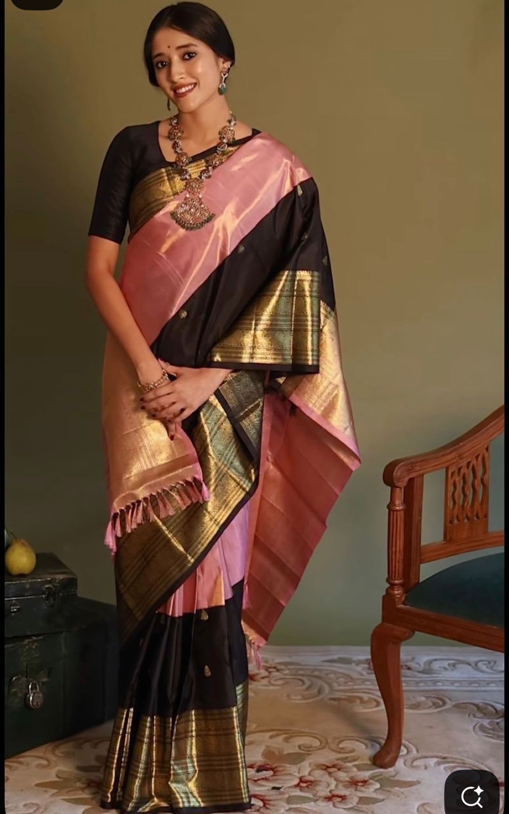 Banarasi Half & Half Semi Katan Soft Silk Saree with Zari Weaving Border & Rich Pallu