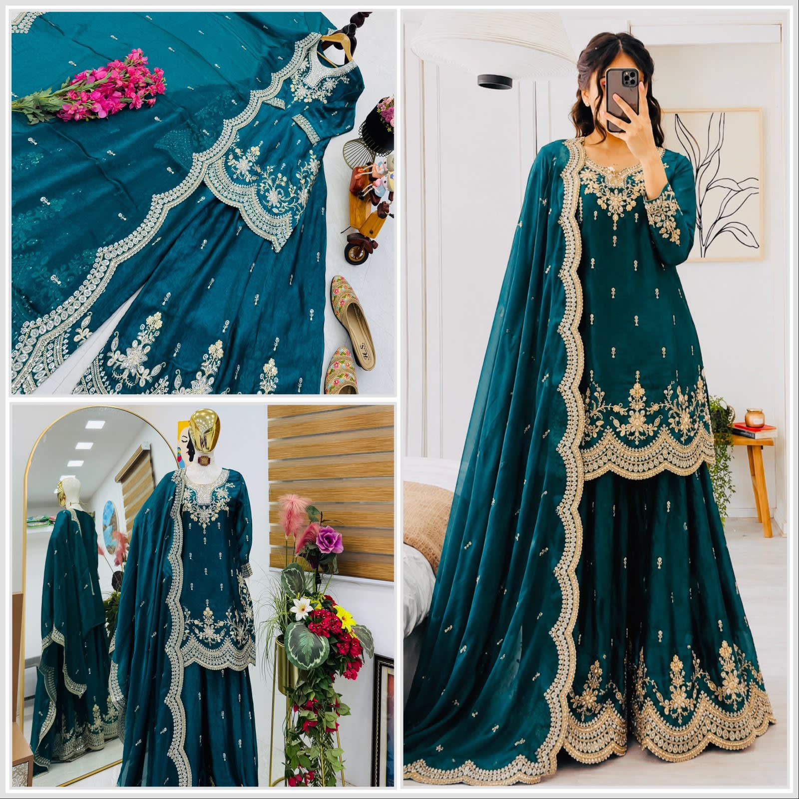 New Designer Party Wear Sharara Suit & Dupatta Set - Best suit set for Premium Collection