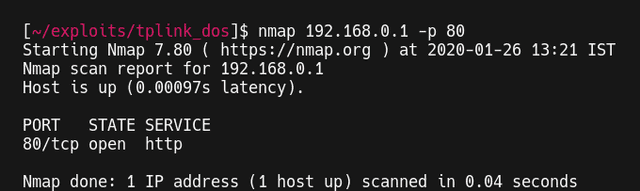 Figure 1 showing CVE-2020-9375 TP-Link Archer C50 v3 Denial of Service written by thewhiteh4t