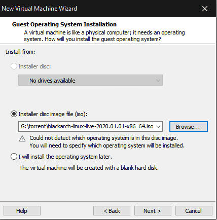 Figure 2 showing How to Install BlackArch Linux in VMWare Workstation 15 written by thewhiteh4t