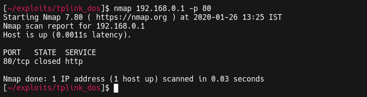 Figure 4 showing CVE-2020-9375 TP-Link Archer C50 v3 Denial of Service written by thewhiteh4t