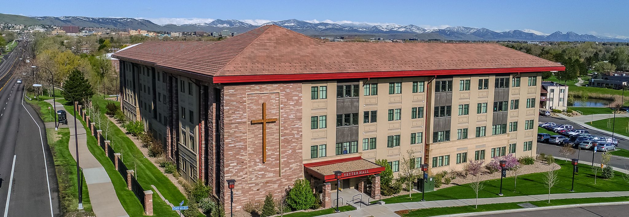 Yetter Hall can be seen from Alameda Street on CCU's campus in Lakewood.