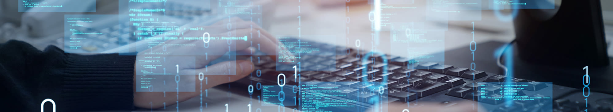 numbers and coding overlapping a desktop computer