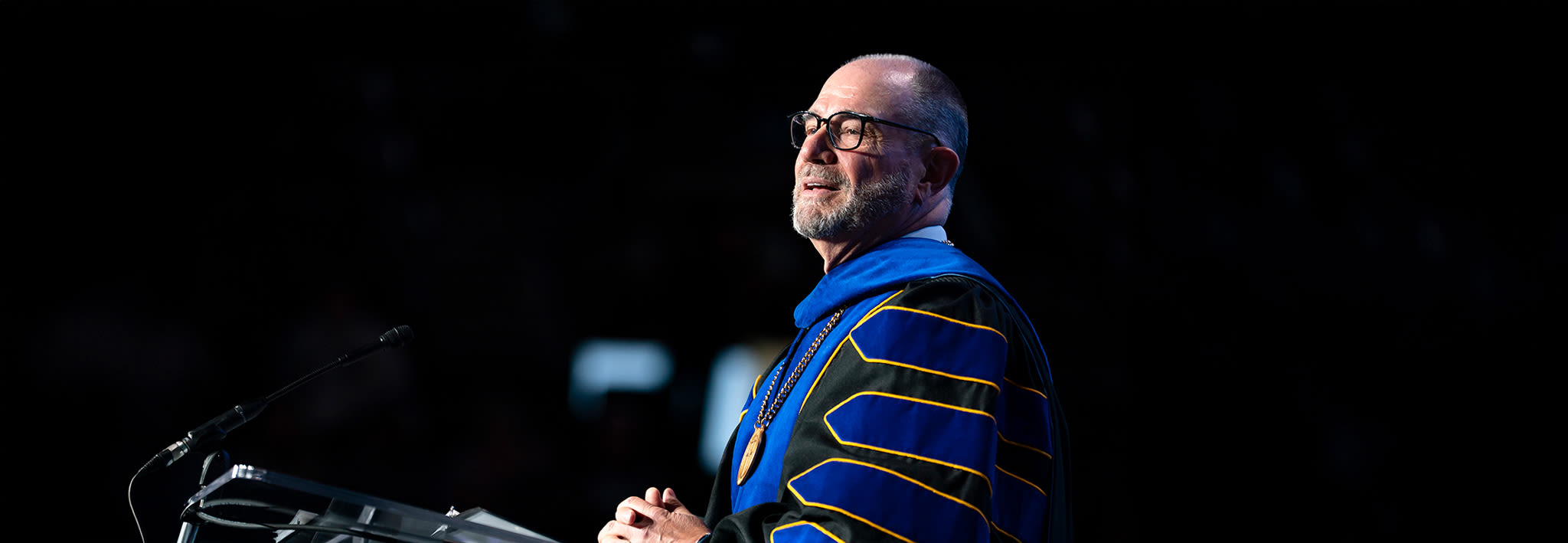 CCU President Eric Hogue speaking at commencement 2025.