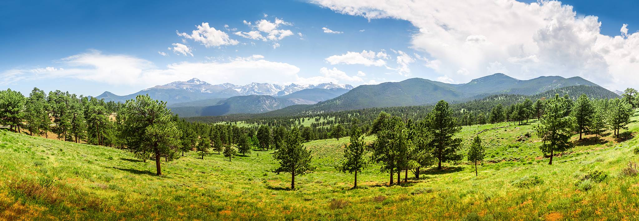 View of the mountains from Rocky Mountain National Park. 