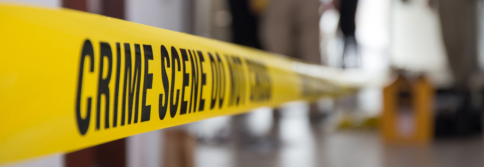 Crime scene tape Crime scene tape is up at the scene of a crime.