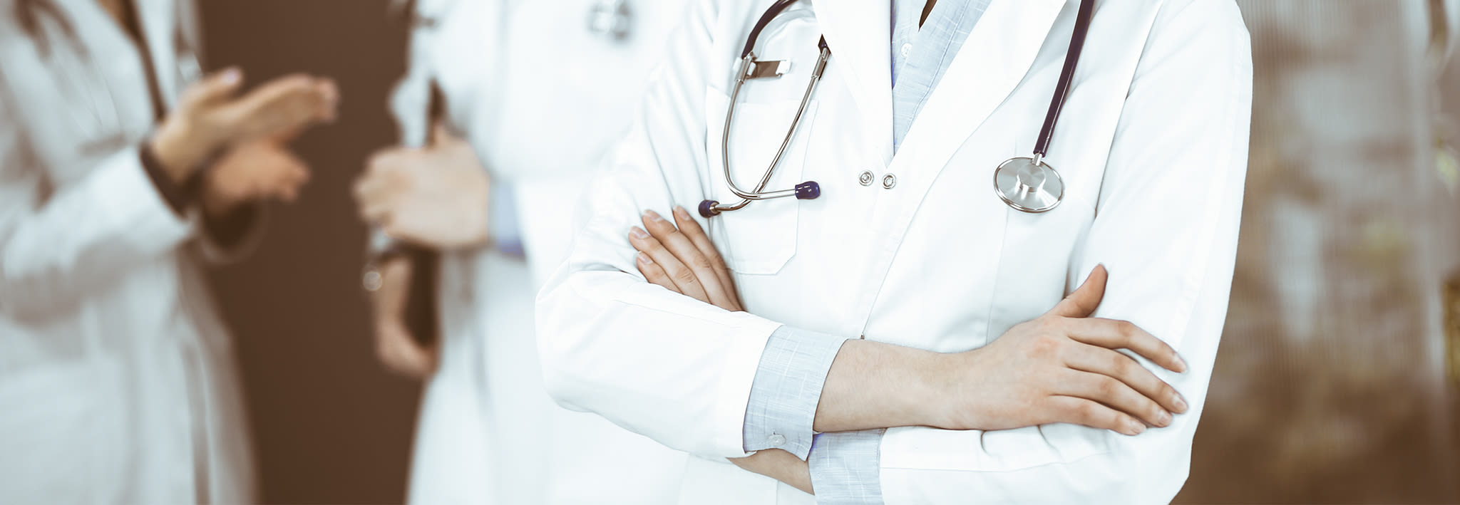 Nurse Administrator in white labcoat and stethoscope