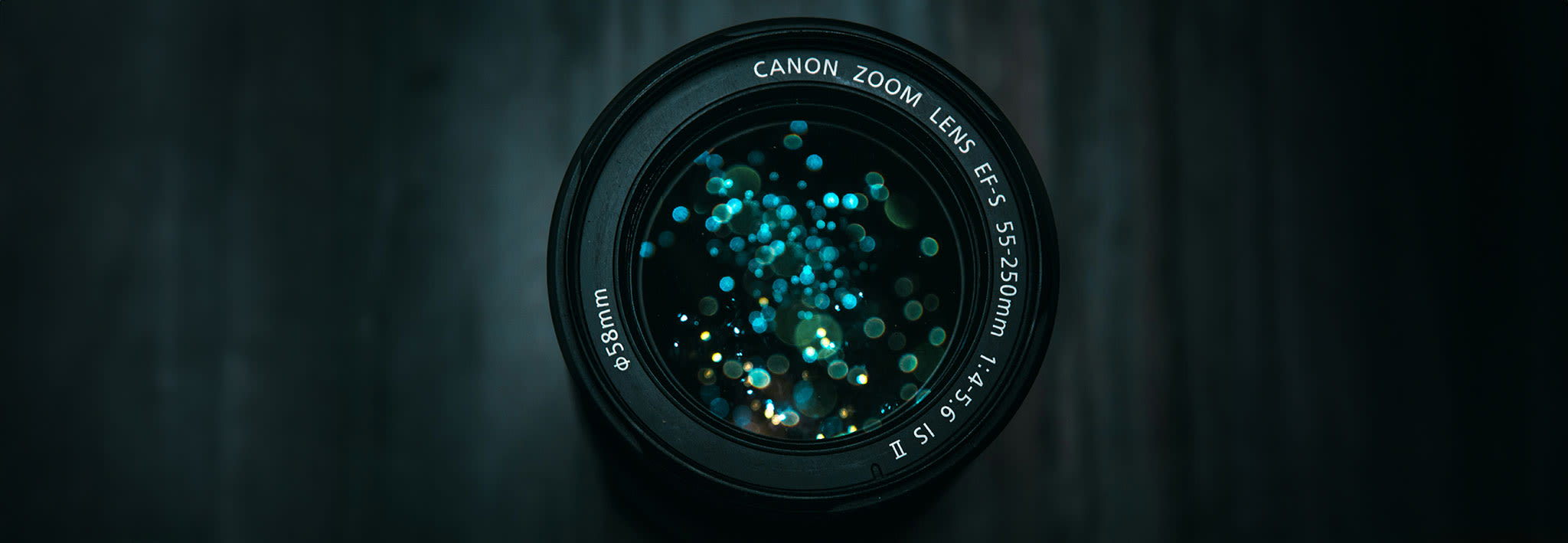 camera lens with dark background