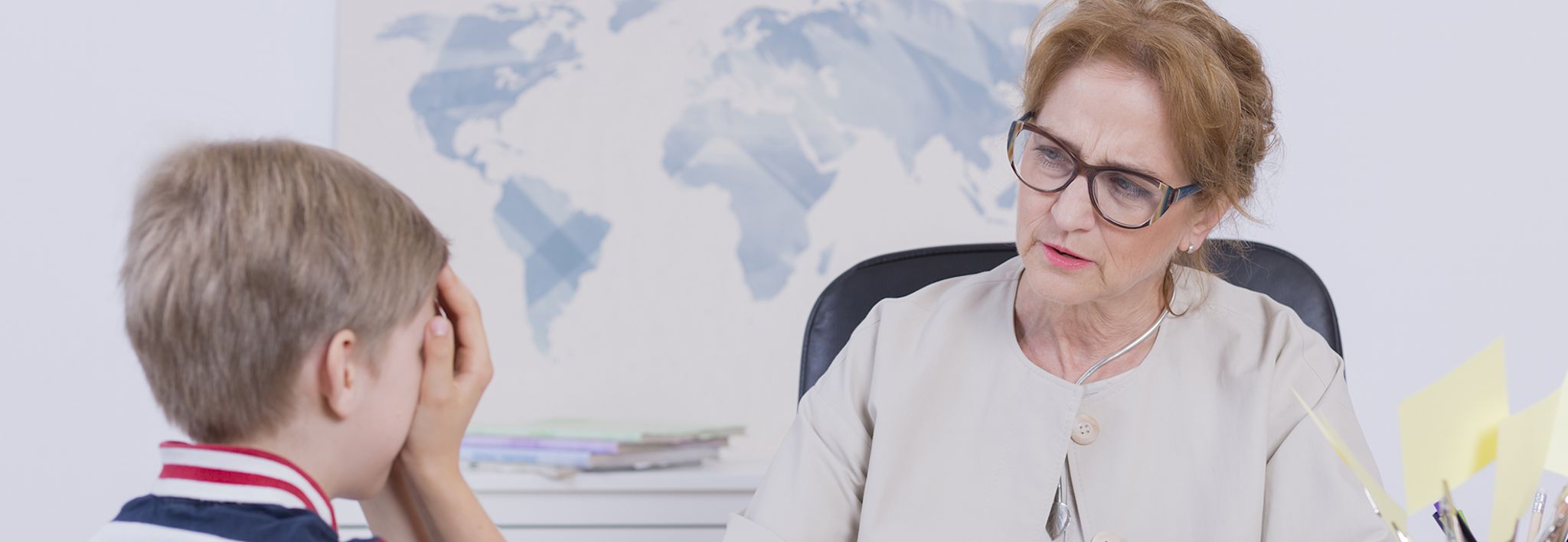 Principle comforting an upset student.