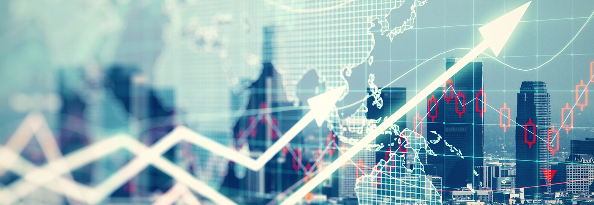 An electronic stock market chart represents growth and decrease in the stock market.