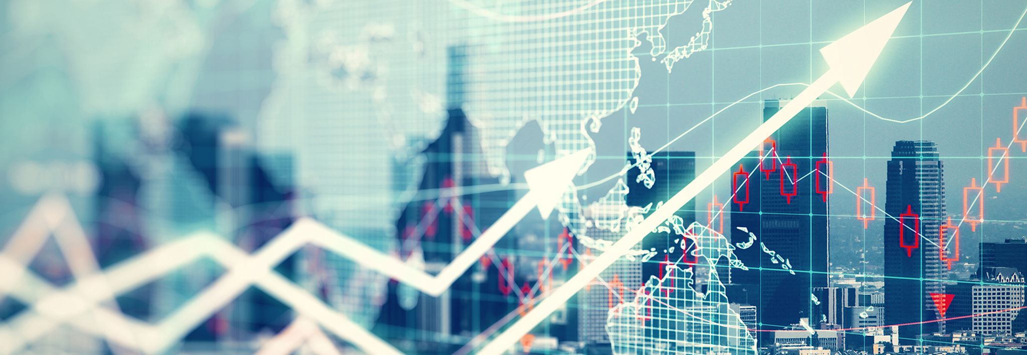 An electronic stock market chart represents growth and decrease in the stock market.