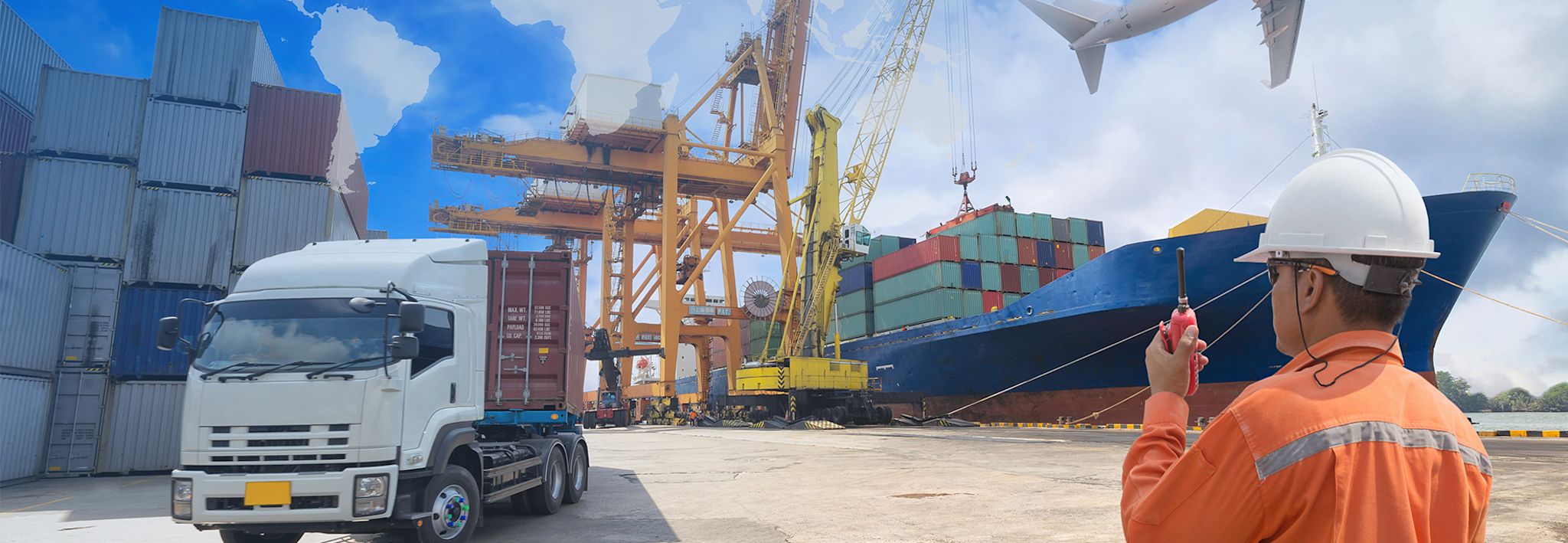 A supply chain management facility A man is working at a supply chain management facility.