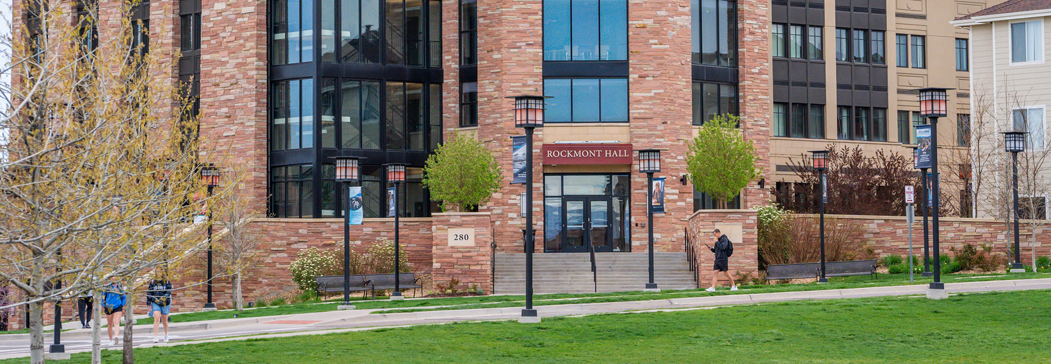 students outside rockmont hall