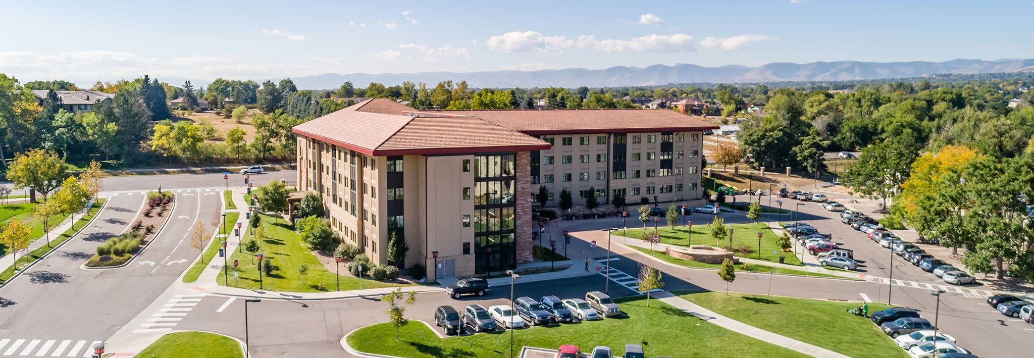 arial shot of yetter residence hall
