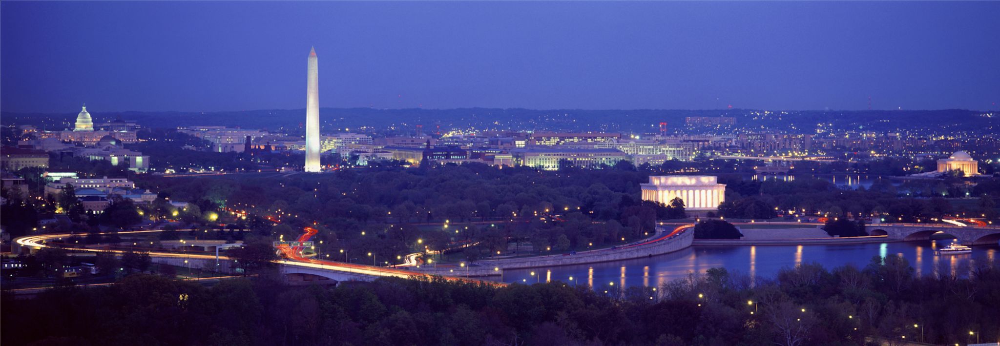 Beautiful view of Washington D.C. at night. 