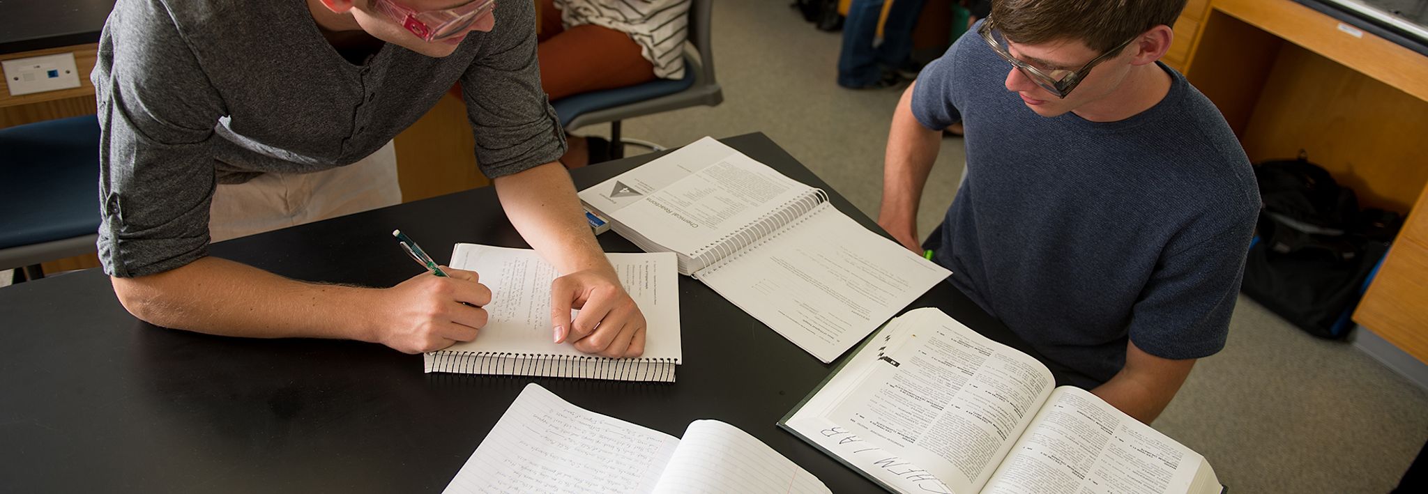 Colorado Christian University students doing research. 