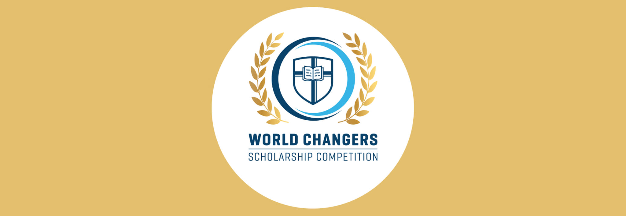 world changers scholarship graphic over a gold background