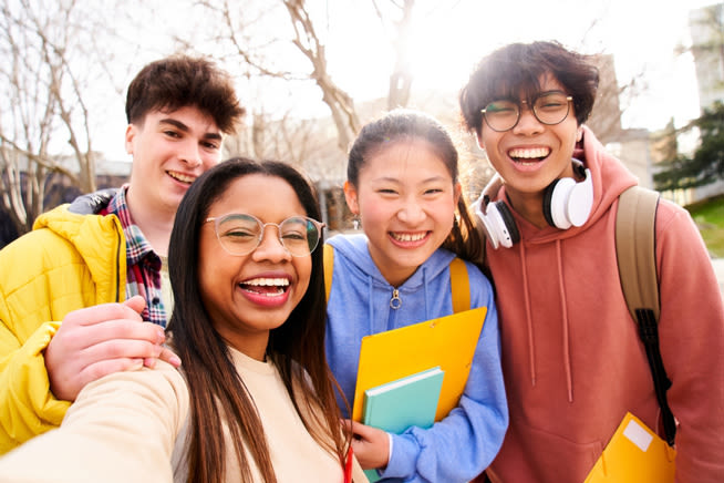 smiling high school students
