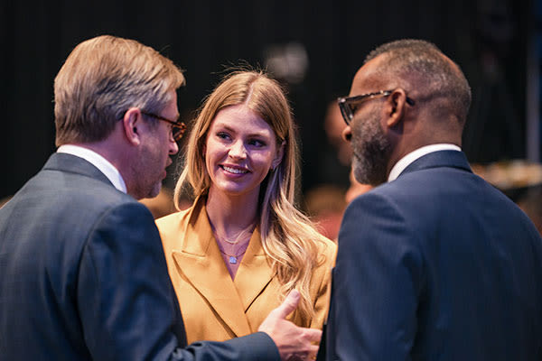armstrong family smiling and talking