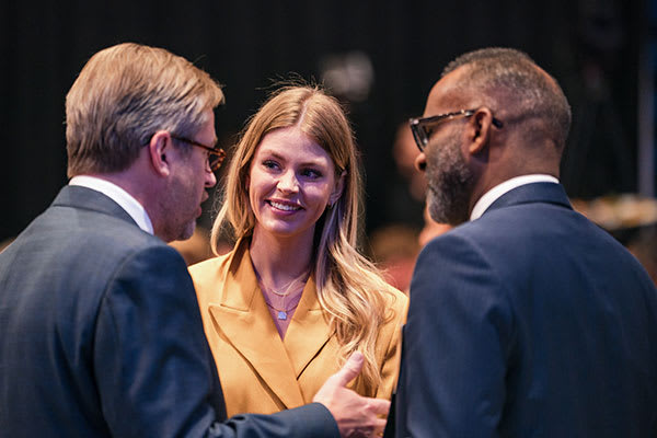 armstrong family smiling and talking