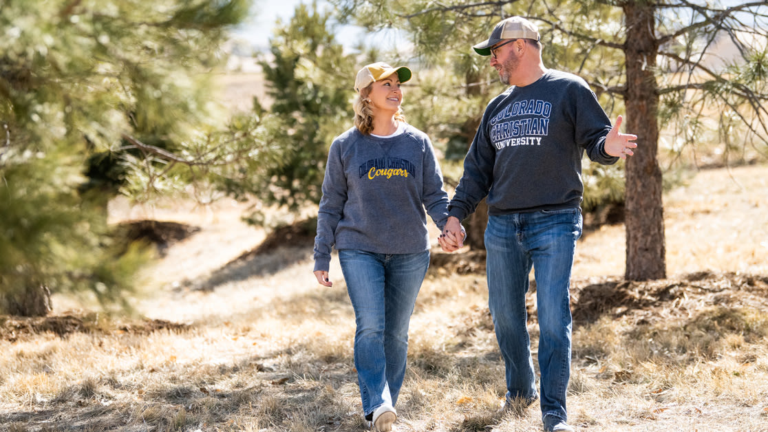 Eric and Tammy Hogue walking in their Castle Rock, Colorado neighborhood