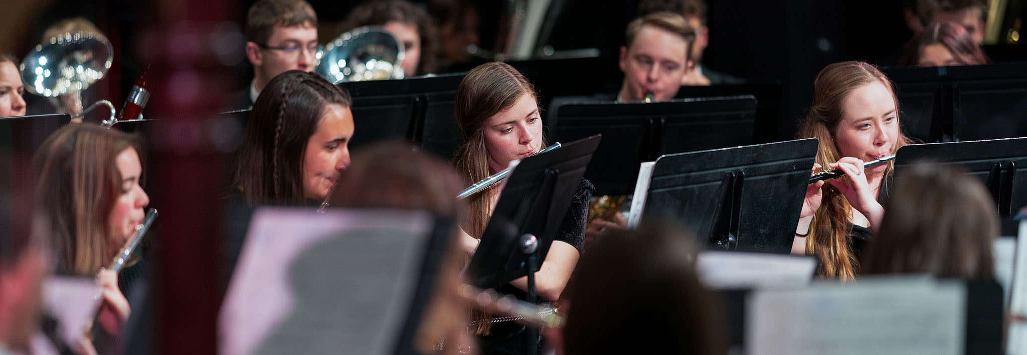 brass instrumentalists performing with ccu ensemble
