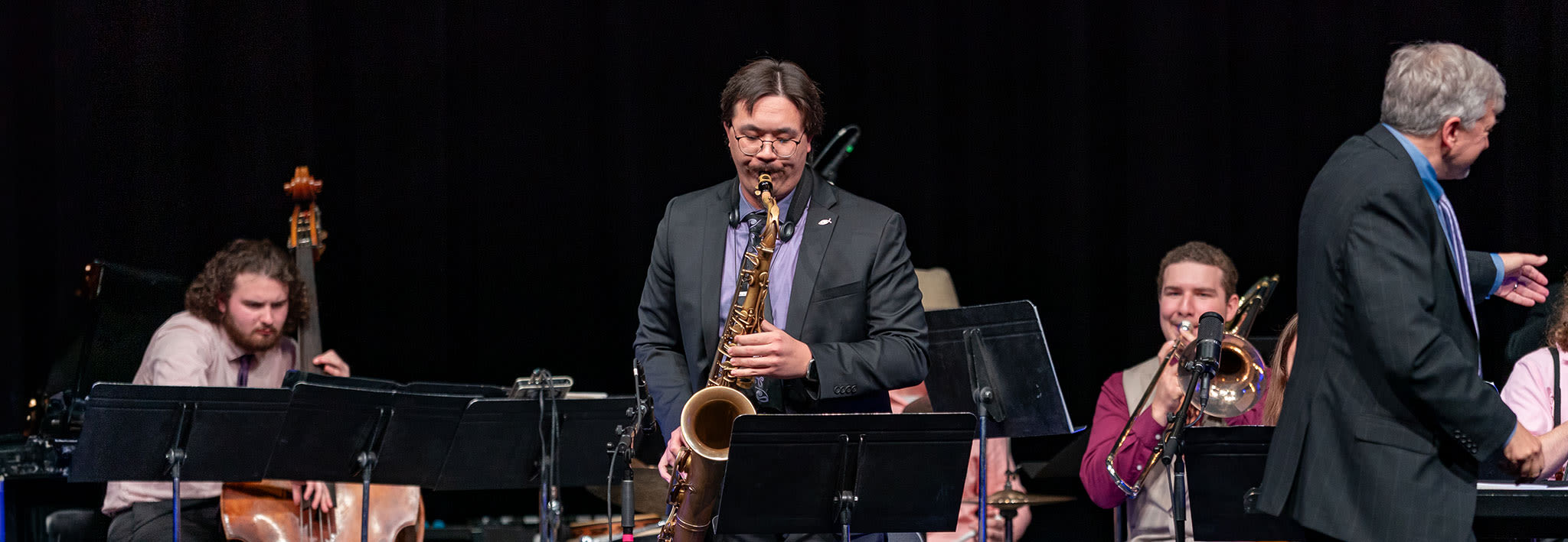 ccu student jazz musicians performing on stage
