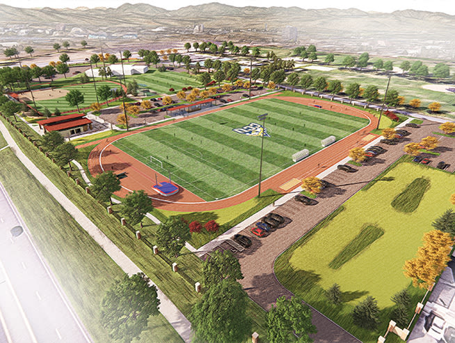 A rendering of CCU's soccer pitch and track