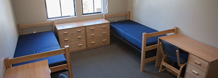 Photo of student bedroom inside Yetter Hall