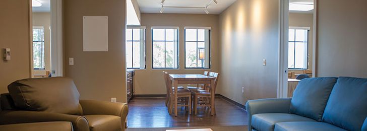 Photo of living room inside Yetter Hall.